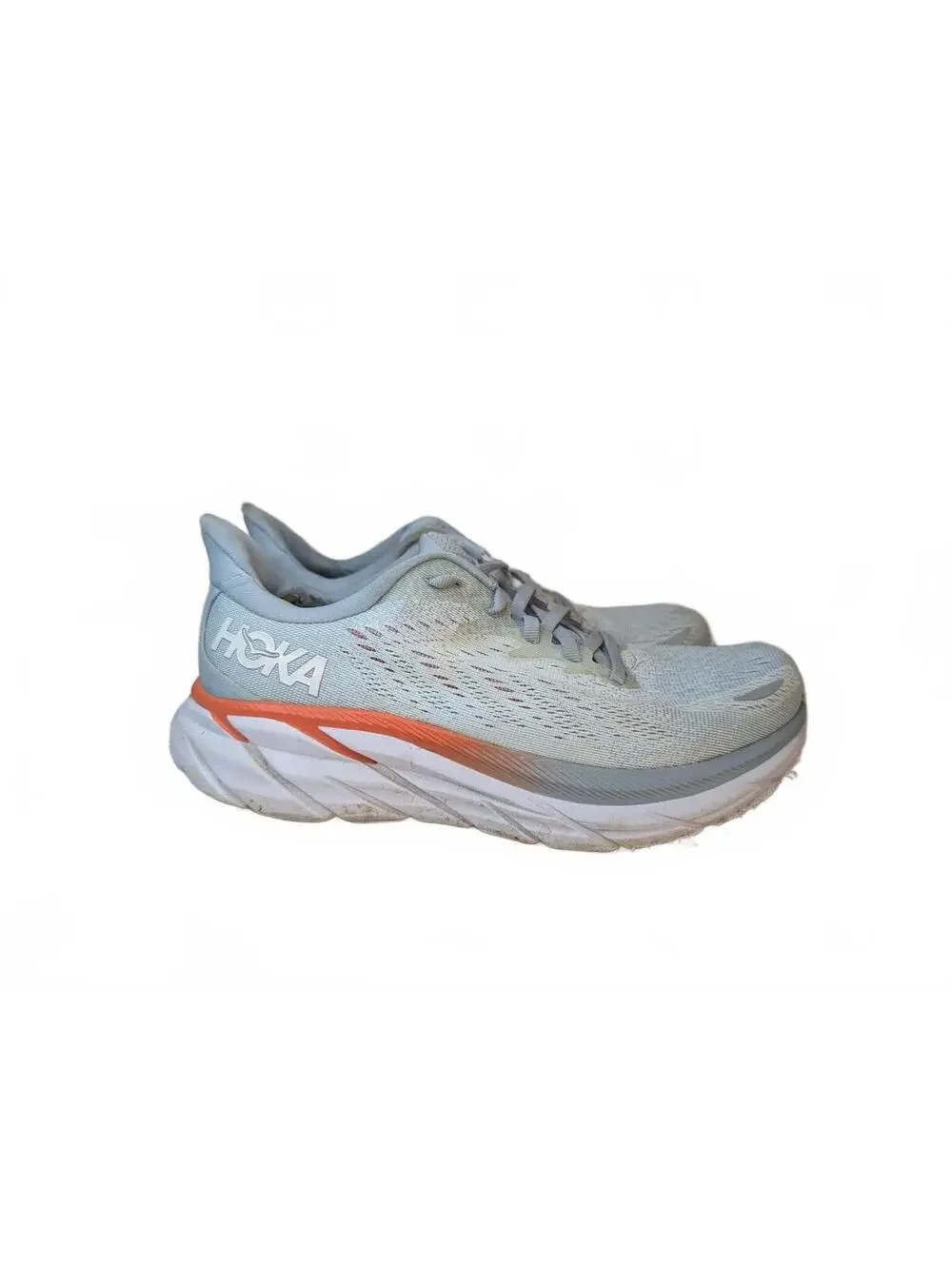 HOKA One One Clifton 8 Women's Running‎ Shoes Blue Fog Orange US 6.5